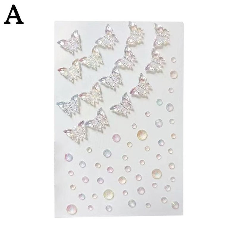 Butterfly Tear Diamond Face Stickers, Sparkling Diamond Face Stickers, Eye Drop Pearl Stickers, No Glue Required, Girl Group Adornment, Beauty Mark Decoration Stickers, Makeup Diamond Stickers